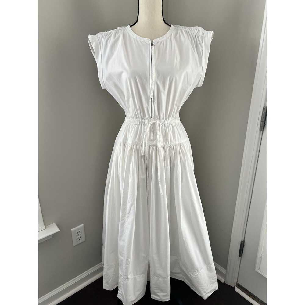 J. Crew White Midi Dress with Drawstring Waist - Picture 2 of 14